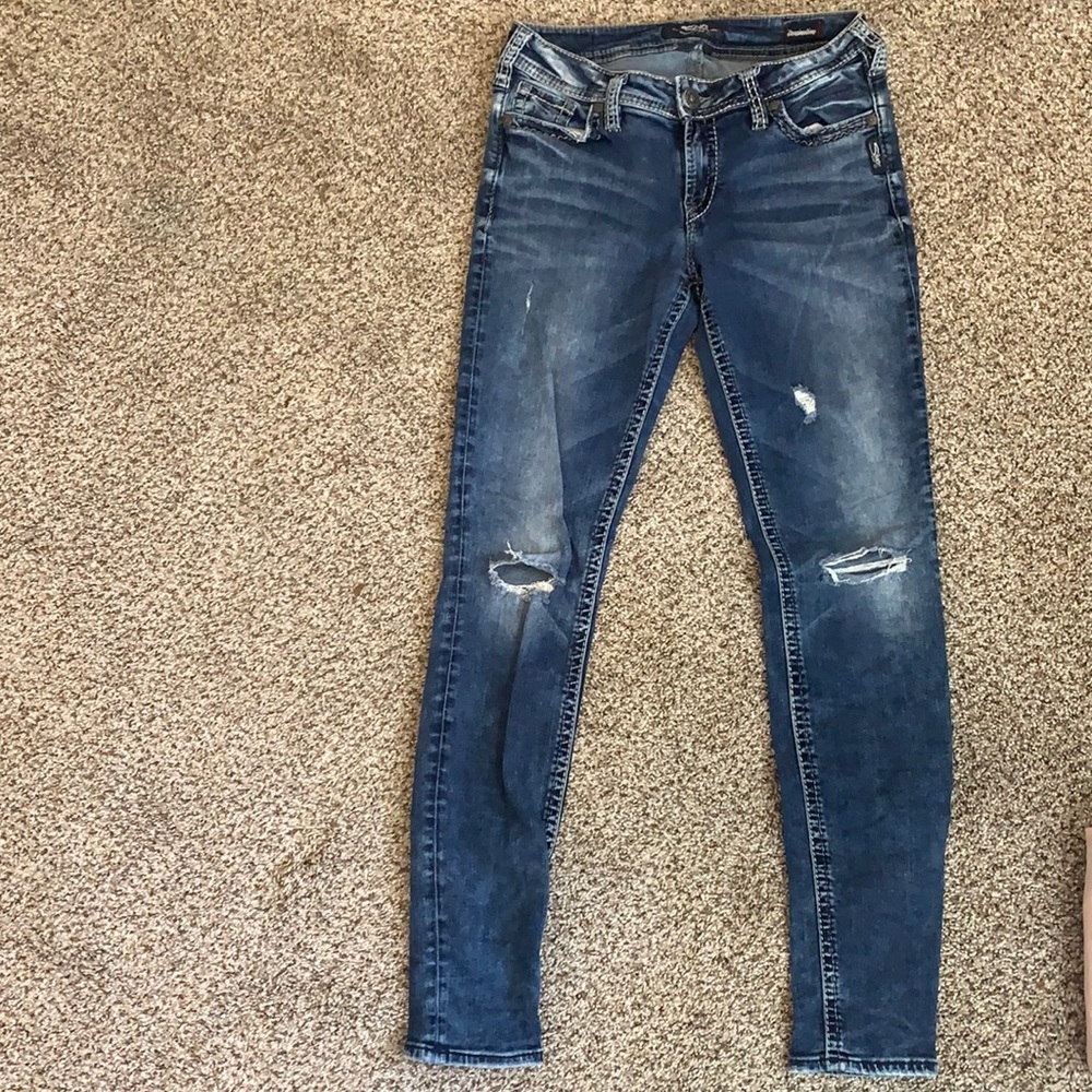 Suki mid super skinny silver jeans